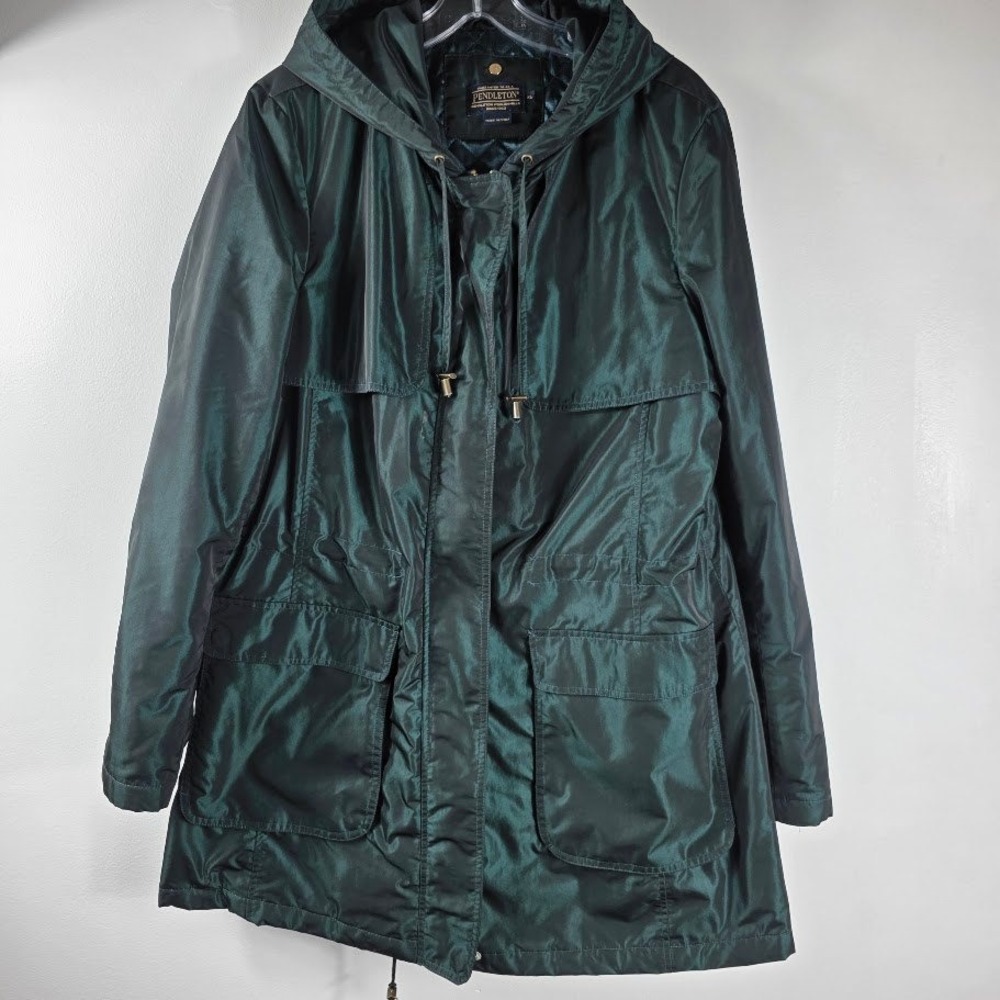 Pendleton Women's Lined Hooded Anorak Jacket Green XL Water Resistant